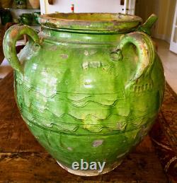 French Antique Pottery Vessel Confit Pot Earthenware Glaze Terracotta Water Jug