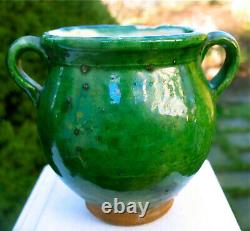 French Antique Pottery Vessel Confit Pot Earthenware Glaze Terracotta Water Jug