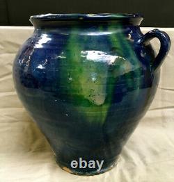 French Antique Pottery Vessel Confit Pot Earthenware Glaze Terracotta Water Jug