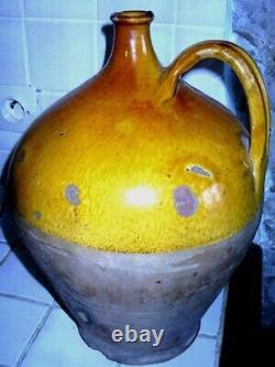 French Antique Terra Cotta Confit Jug Art Pottery Faience Pitcher Vessel Cruche