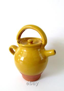 French Les Cruche Yellow Mustard Water Pitcher NWT