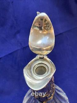 French WATER CARAFE CRISTALLERIE Lorraine Crystal Claret Silver Plated Jug VG