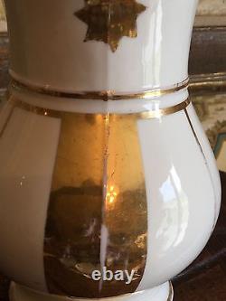 French White Paris Porcelain Water Jug Pitcher Gold Gilt Early 1900s