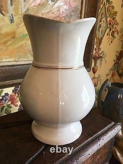 French White Paris Porcelain Water Pitcher Jug Early 1900s