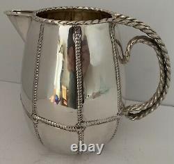 Garrard Fratelli Cacchione Sterling Figural Applied Chased Rope Water Pitcher