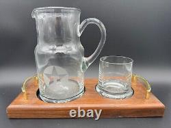 Glass Bedside Water Pitcher Carafe / with lid cup / Texaco Oil