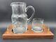 Glass Bedside Water Pitcher Carafe / With Lid Cup / Texaco Oil