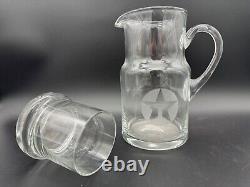 Glass Bedside Water Pitcher Carafe / with lid cup / Texaco Oil
