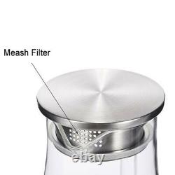 Glass Iced Tea Pitcher Heat Resistan Hot/Cold Water Jug Juice Beverage Carafe