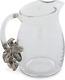 Glass Pitcher Glass With Pewter Apple Pattern Water Jug For Cold Water, Ice Tea