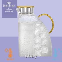 Glass Pitcher With Lid, 1 Gallon Glass Water Pitcher For Fridge, 128OZ glass p