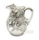 Glass Water Pitcher (jug). Silver Floral Overlay On Clear Glass. Usa