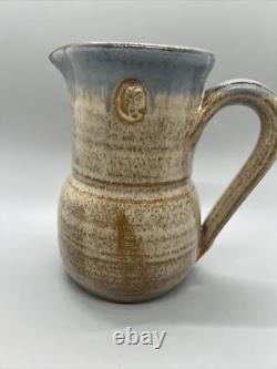 Glaze Stoneware Pitcher Jug Ceramic Studio Pottery Drip 5.75 703 Slip Handle