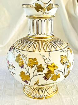 Gorgeous Large Antique Royal Crown Derby H P Birds Porcelain Water Jug Pitcher