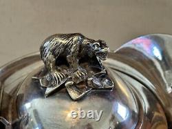 Gorham Aesthetic Movement Silver Plated Ice Water Pitcher Bear Finial