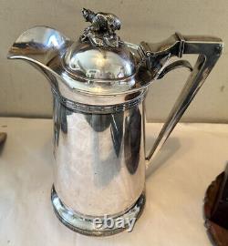 Gorham Aesthetic Movement Silver Plated Ice Water Pitcher Bear Finial