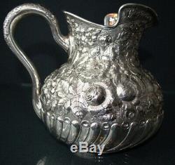 Gorham Sterling Silver Repousse Water Pitcher, circa 1892