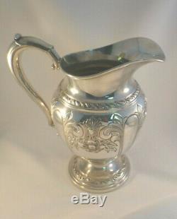 Great Hand Chased Amston Sterling Water Pitcher 3 3/4 Pint