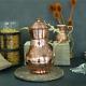 Hammered Copper Beverage Serving Jug With Lid And Brass Handle Water Pitcher