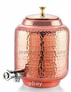 Hammered Copper Water Dispenser Matka Water Drinking Storage Pitchers Pot 16 L