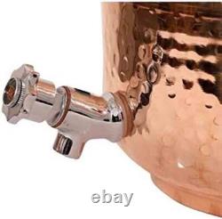 Hammered Pure Copper Water Dispenser Pot 8 Liter Matka with 1 Bottle & 4 Tumbler