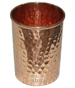 Hammered Pure Copper Water Dispenser Pot 8 Liter Matka with 1 Bottle & 4 Tumbler