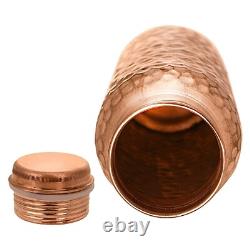 Hammered Pure Copper Water Dispenser Pot 8 Liter Matka with 1 Bottle & 4 Tumbler