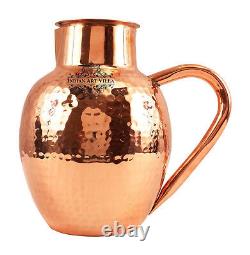 Hammered Royal Surahi Design Copper Jug Pitcher, Storage Serving Water 1600 ml