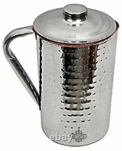 Hammered Steel Copper Jug Pitcher Serving Water Home Hotel Restaurant 2000 ML