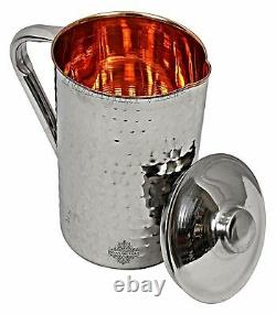 Hammered Steel Copper Jug Pitcher Serving Water Home Hotel Restaurant 2000 ML