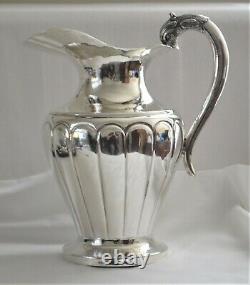 Hand-Crafted Sterling Silver (95% Silver) Japanese Dolphin Handle Water Pitcher