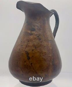 Hand Forged Hammered Antique Copper Patina Pitcher Water Milk Beer Jug. 