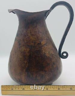 Hand Forged Hammered Antique Copper Patina Pitcher Water Milk Beer Jug. 
