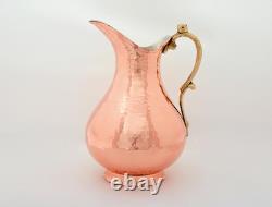 Handcrafted Copper Pitcher 64 oz Hammered Rose Gold Water Jug Decorative