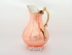 Handcrafted Copper Pitcher 64 oz Hammered Rose Gold Water Jug Decorative