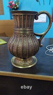 Handcrafted Ewer Pitcher Water Brass Ornament Large Antique Jug 60 oz Metal Jar