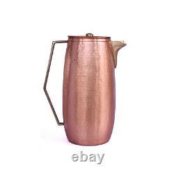 Handcrafted Pure Copper Jug Pitcher With Lid, 2 Liter