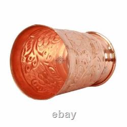Handmade Designer Serving Water Pure Copper 1 Jug 1300 ML with 6 Glass 350 ML