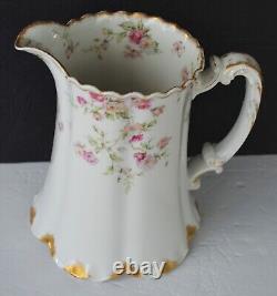 Haviland Double Gold #39E Large Floral Roses Water Pitcher