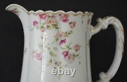 Haviland Double Gold #39E Large Floral Roses Water Pitcher