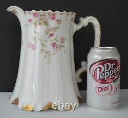 Haviland Double Gold #39E Large Floral Roses Water Pitcher