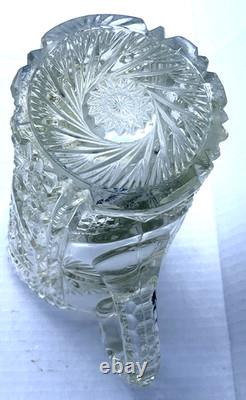 Heavy Crystal Cut Glass Wine Water Pitcher Jug Vase- Free Shipping