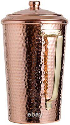 Heavy Gauge 1mm Solid Hammered Copper Water Moscow Mule Serving Pitcher Jug With