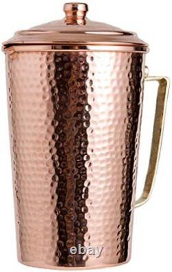 Heavy Gauge 1mm Solid Hammered Copper Water Moscow Mule Serving Pitcher Jug With