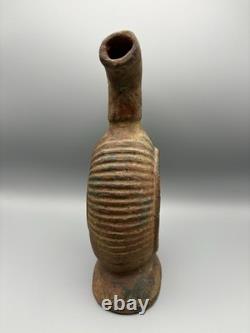 Heavy Terracotta Water Jug With Handle Pitcher Rustic Worn Décor Brown 10.5in