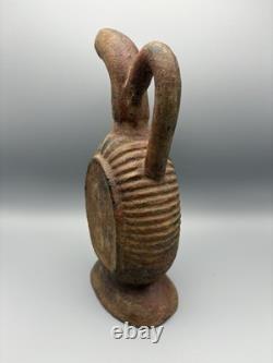 Heavy Terracotta Water Jug With Handle Pitcher Rustic Worn Décor Brown 10.5in