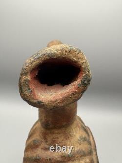 Heavy Terracotta Water Jug With Handle Pitcher Rustic Worn Décor Brown 10.5in