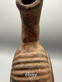 Heavy Terracotta Water Jug With Handle Pitcher Rustic Worn Décor Brown 10.5in