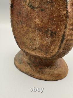 Heavy Terracotta Water Jug With Handle Pitcher Rustic Worn Décor Brown 10.5in