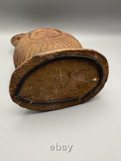 Heavy Terracotta Water Jug With Handle Pitcher Rustic Worn Décor Brown 10.5in